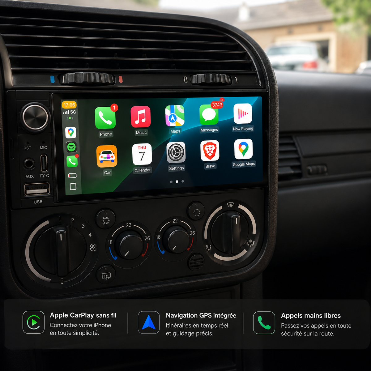 Autoradio CarPlay avec écran tactile