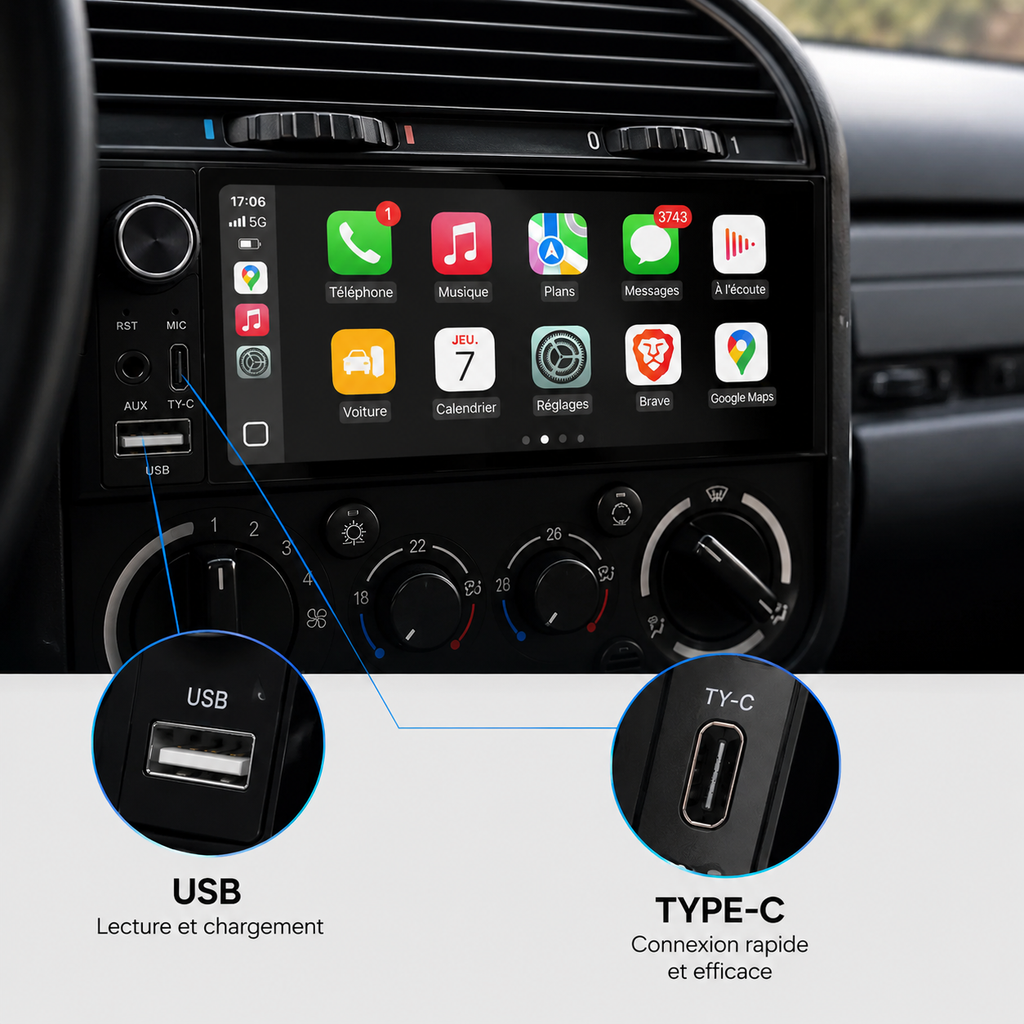 Autoradio CarPlay avec écran tactile
