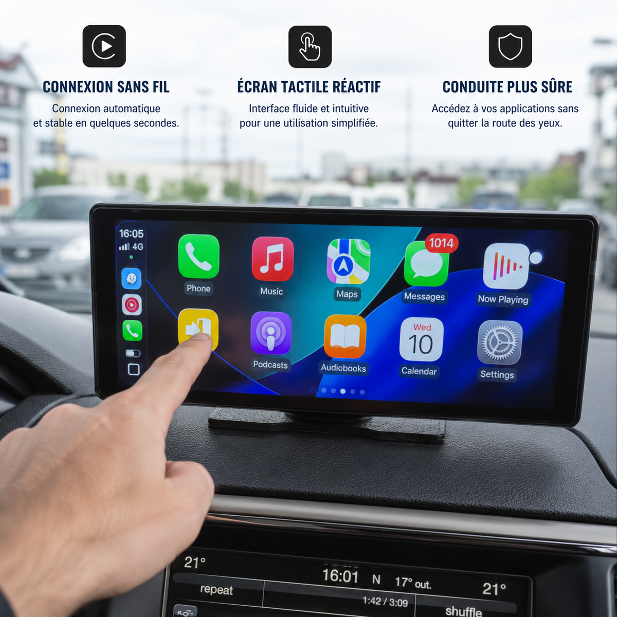 Écran CarPlay avec caméra arrière