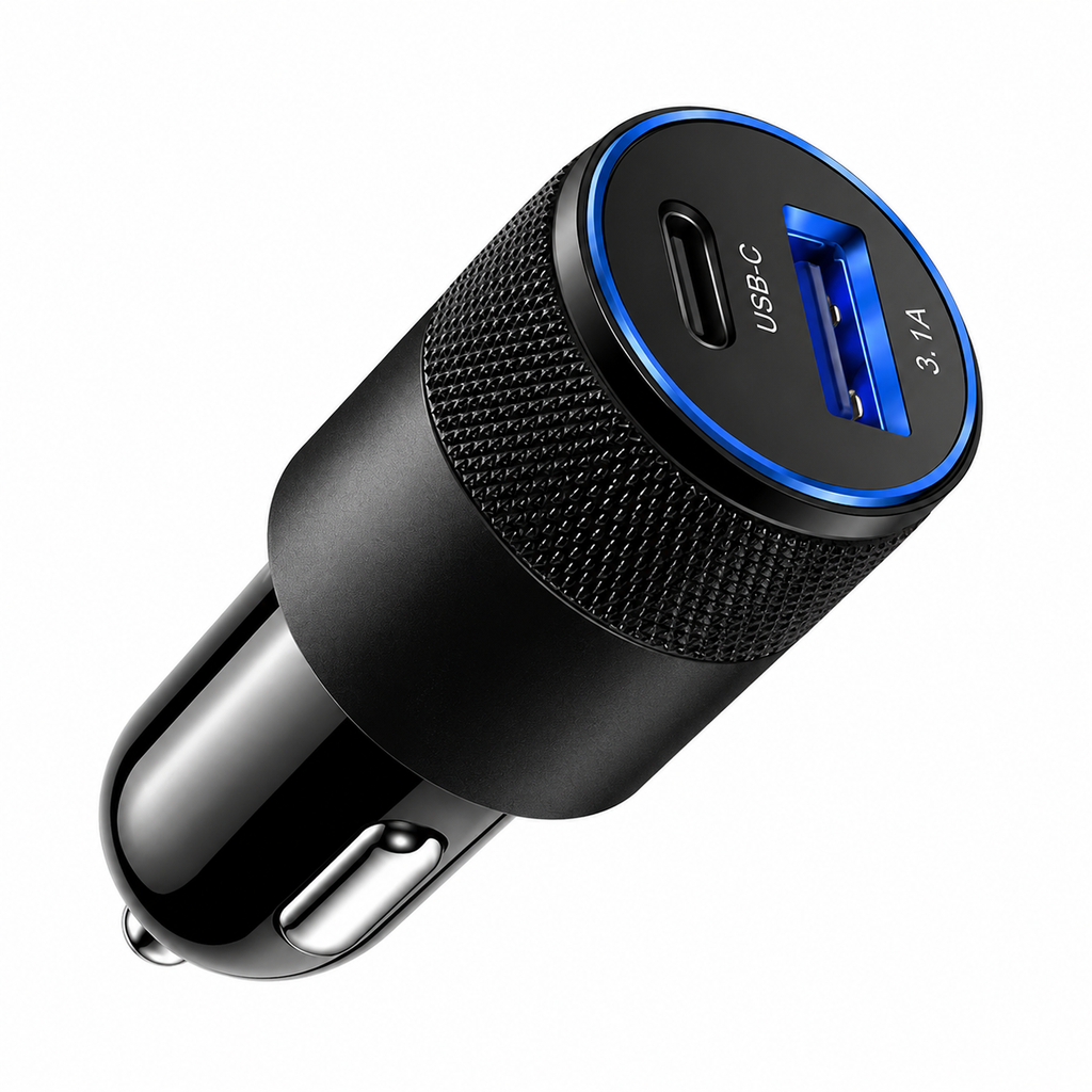 Chargeur voiture USB et USB-C compact