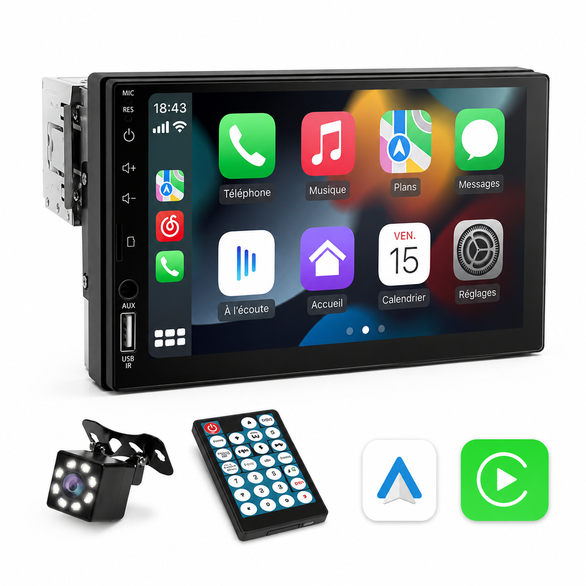 Autoradio CarPlay 7 pouces avec caméra de recul