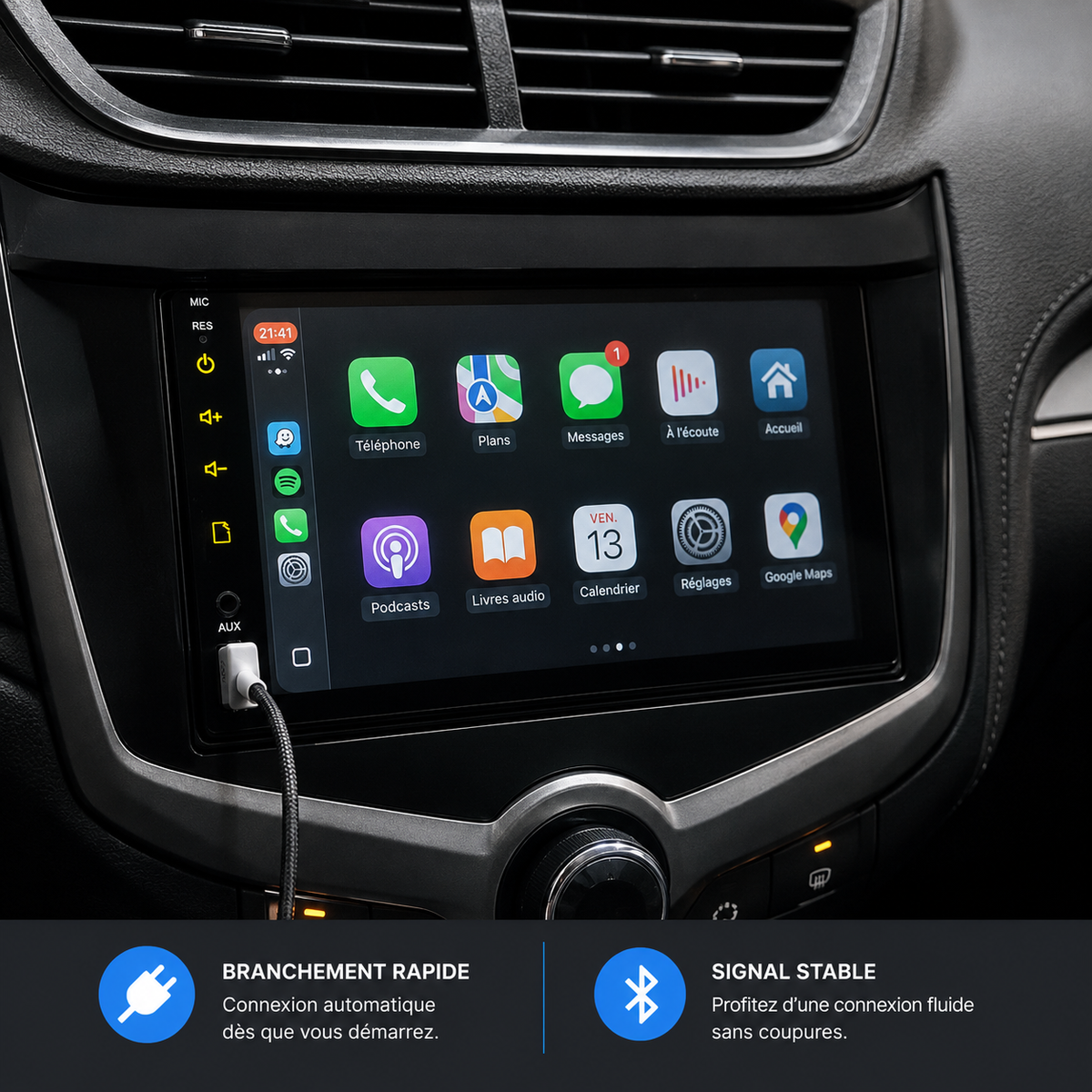 Autoradio CarPlay 7 pouces avec caméra de recul