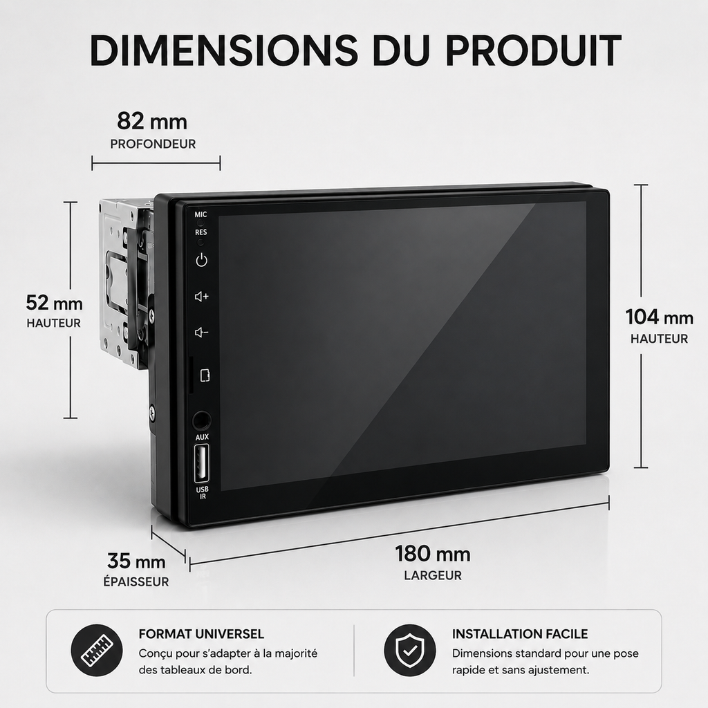 Autoradio CarPlay 7 pouces avec caméra de recul
