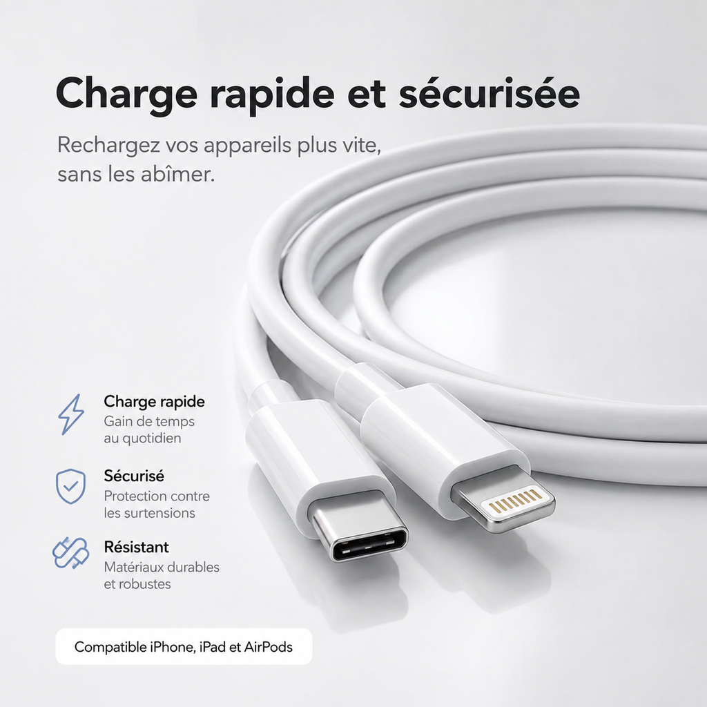Câble USB-C vers Lightning