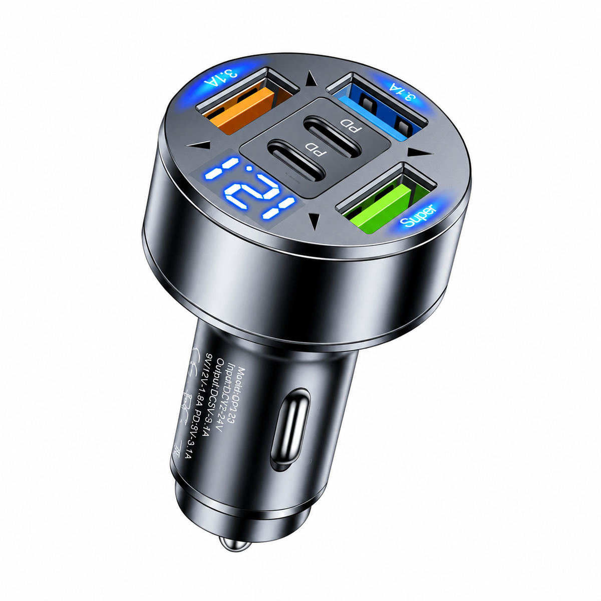 Chargeur voiture USB et USB-C multiports