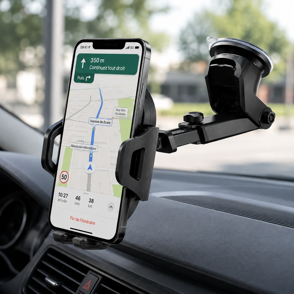 Support téléphone voiture avec ventouse 360°