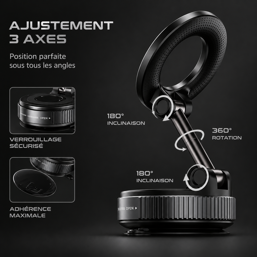 Support téléphone magnétique 360° pour voiture