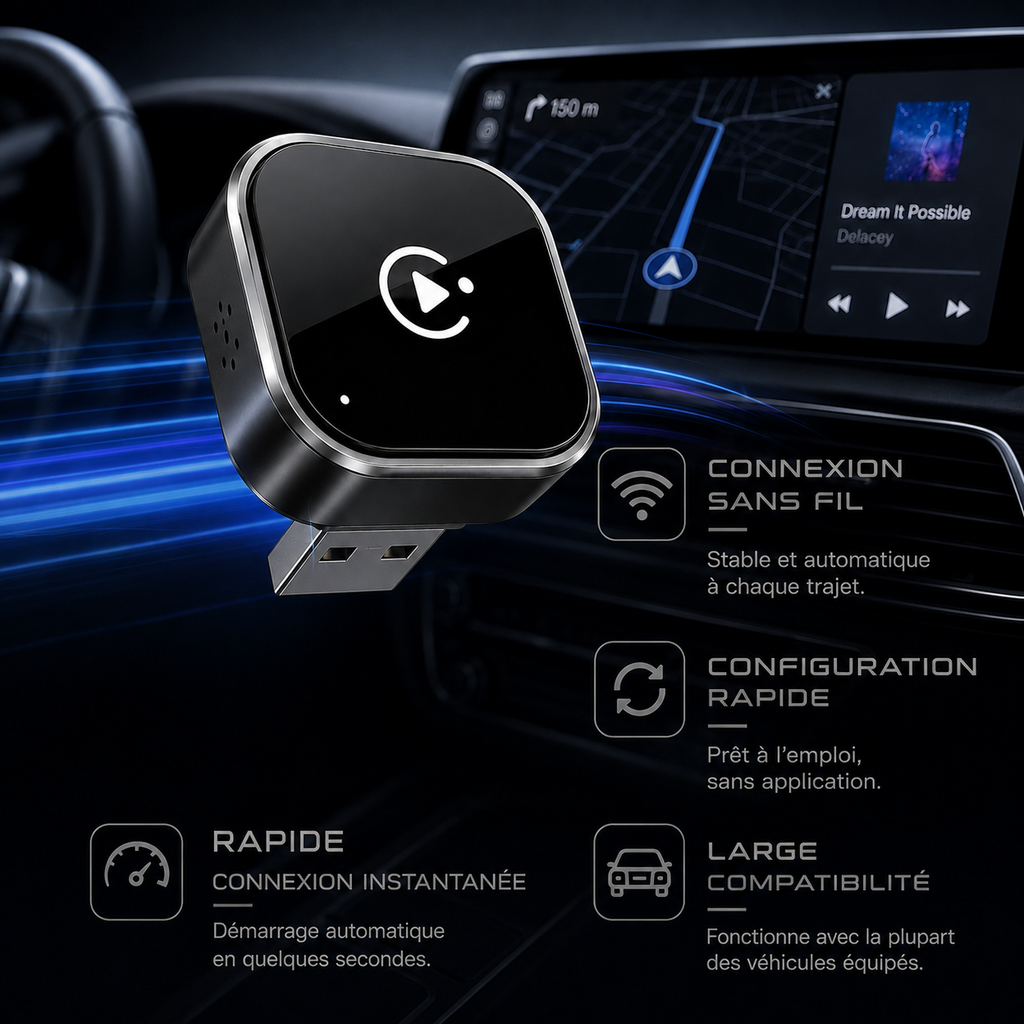 Adaptateur CarPlay et Android Auto sans fil