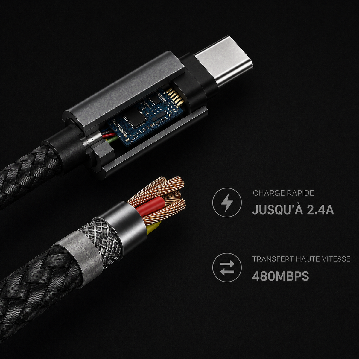 Câble USB vers USB-C renforcé