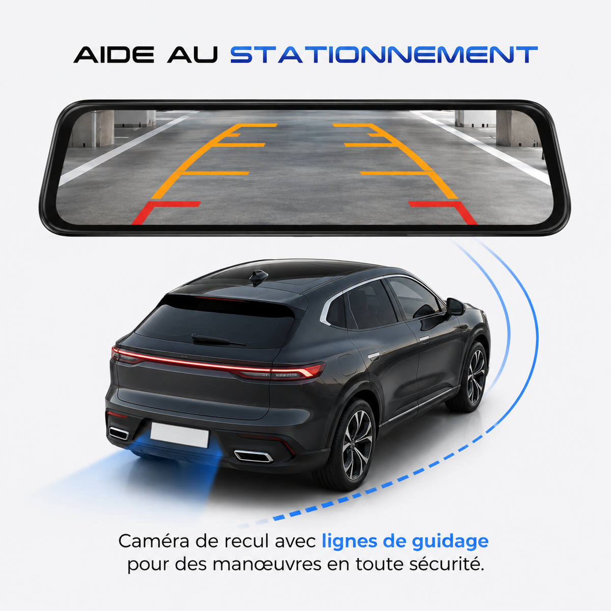 Dashcam rétroviseur avec caméra arrière